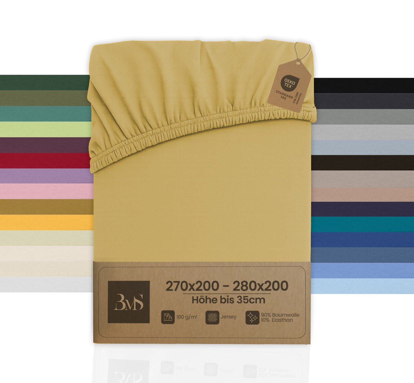 BETTWAESCHE-MIT-STIL Spannbettlaken Jersey Spannbettlaken, Matratzenhöhe bis 35 cm, Jersey, Gummizug: rundum, (1 Stück)