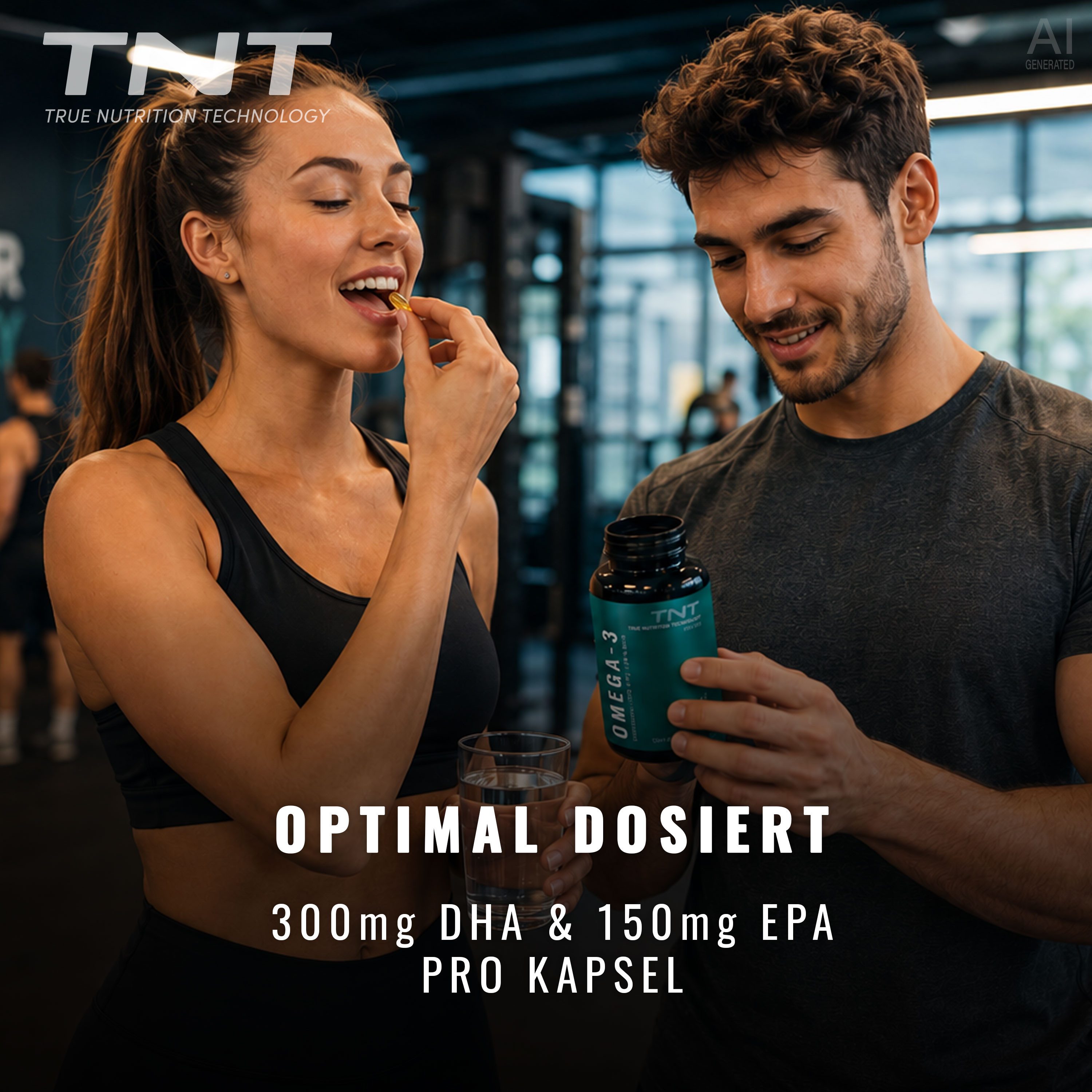 TNT (True Nutrition Technology) Omega-3 Kapseln aus Algenöl mit 300mg DHA + 150mg EPA Kapseln, 120 St., 164 g