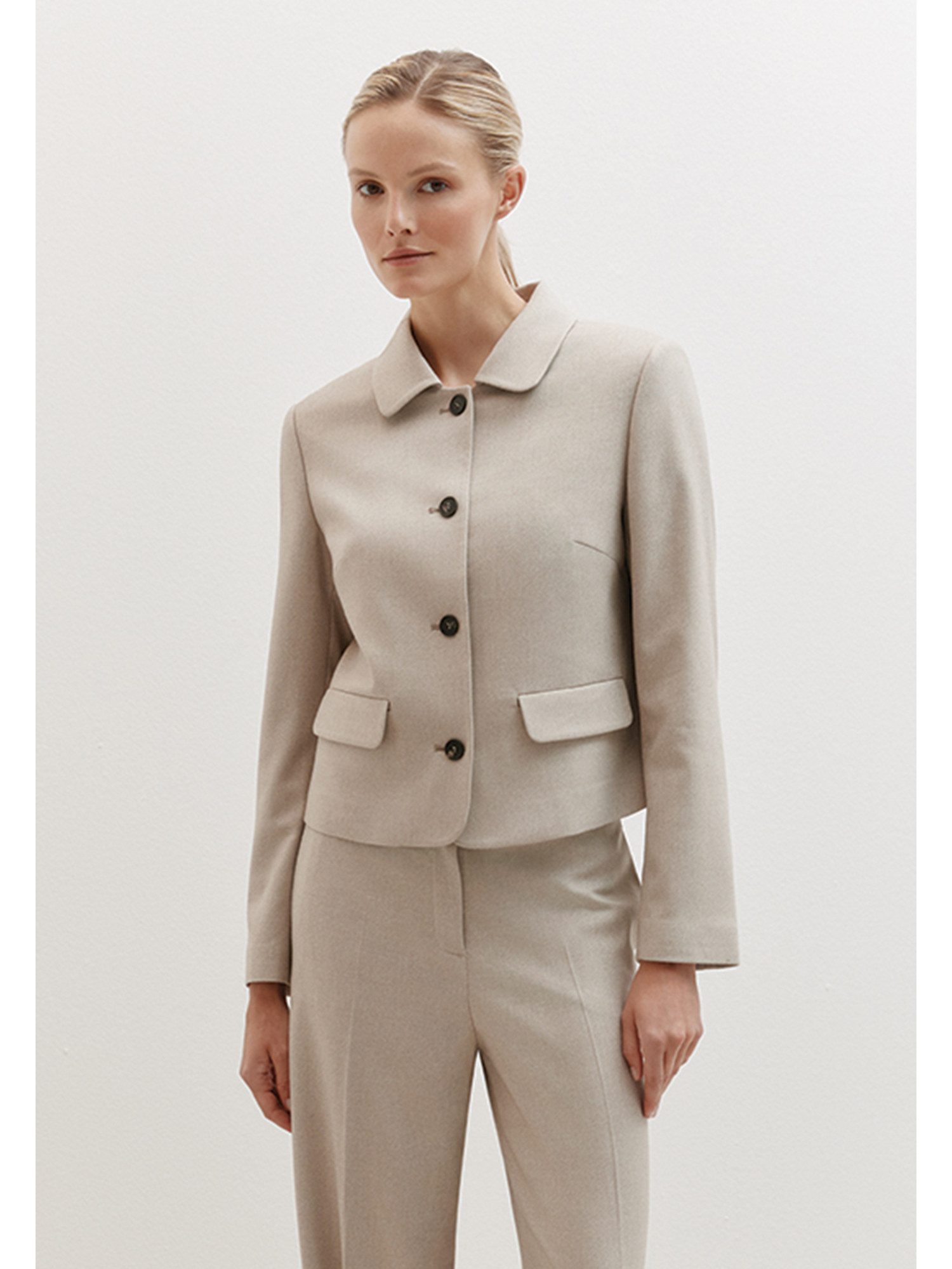 MORE&MORE Kurzblazer leicht taillierter, melierter Kurzblazer günstig online kaufen