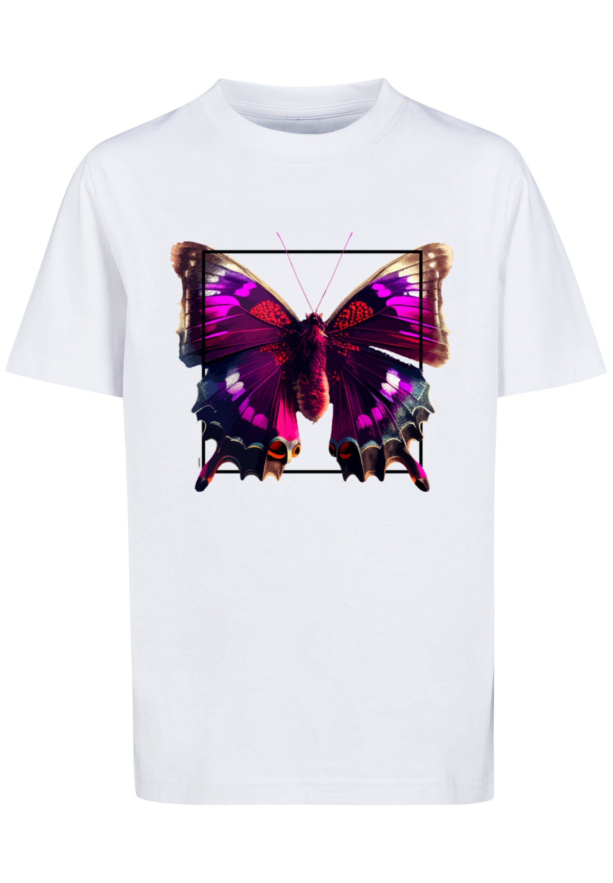 F4NT4STIC T-Shirt Pink Print Schmetterling UNISEX weiß TEE