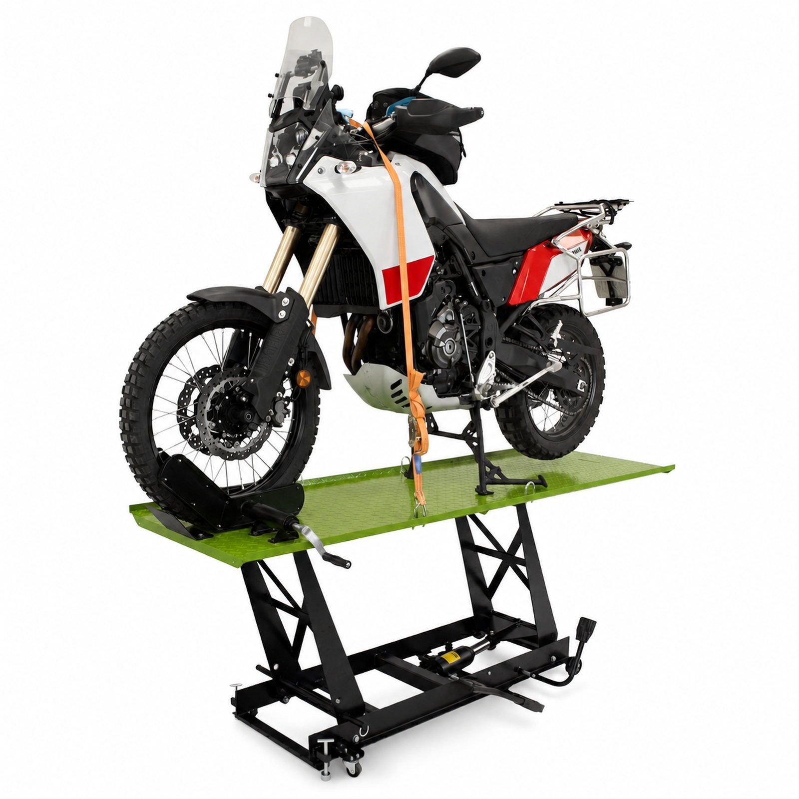 TRUTZHOLM Hydraulikheber Motorradhebebühne hydraulisch 450 kg Extra-Breit 68 cm Heber, Extra-Breit 68 cm für große Motorräder, abnehmbare Auffahrrampe