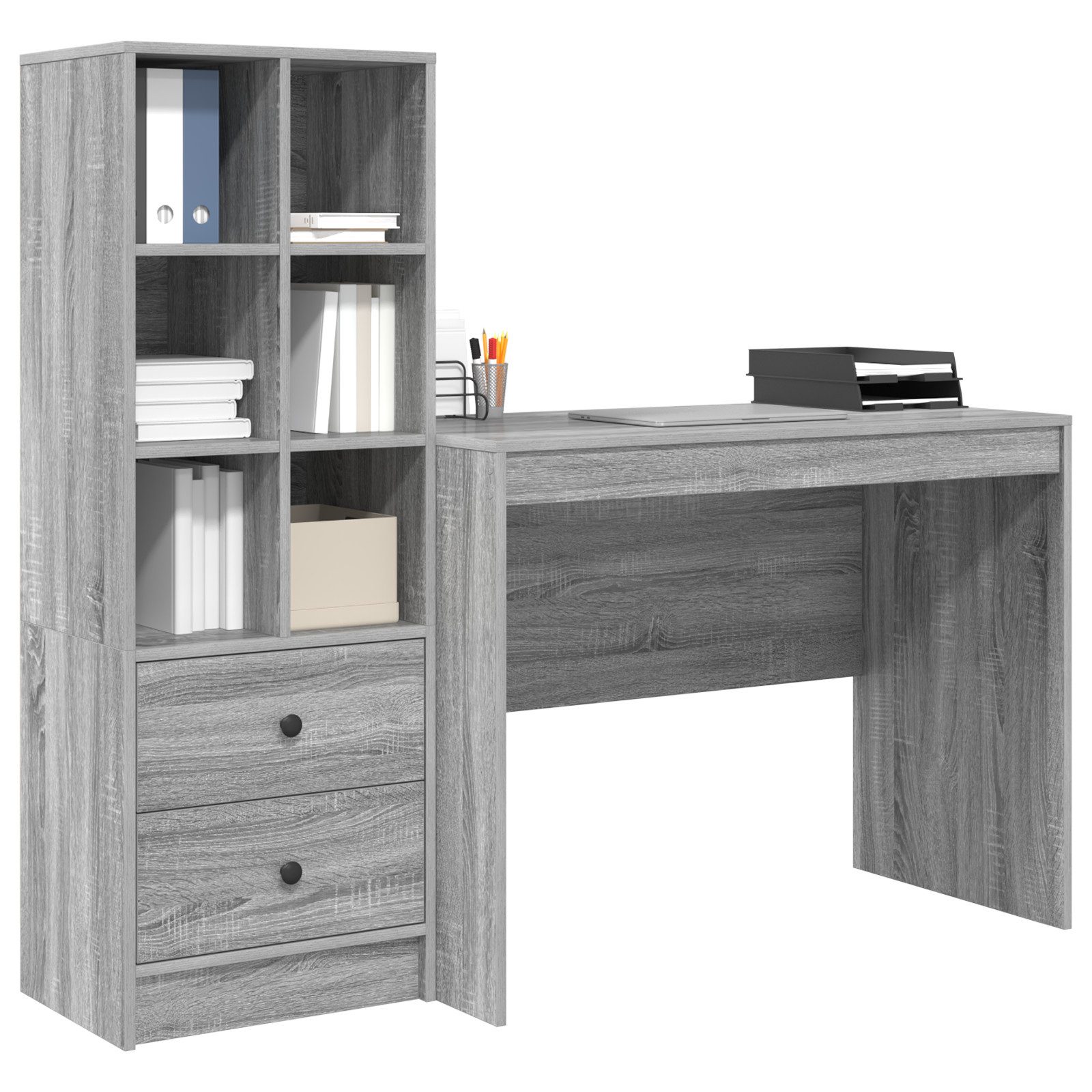vidaXL Sideboard Schreibtisch mit Stauraum Grau günstig online kaufen