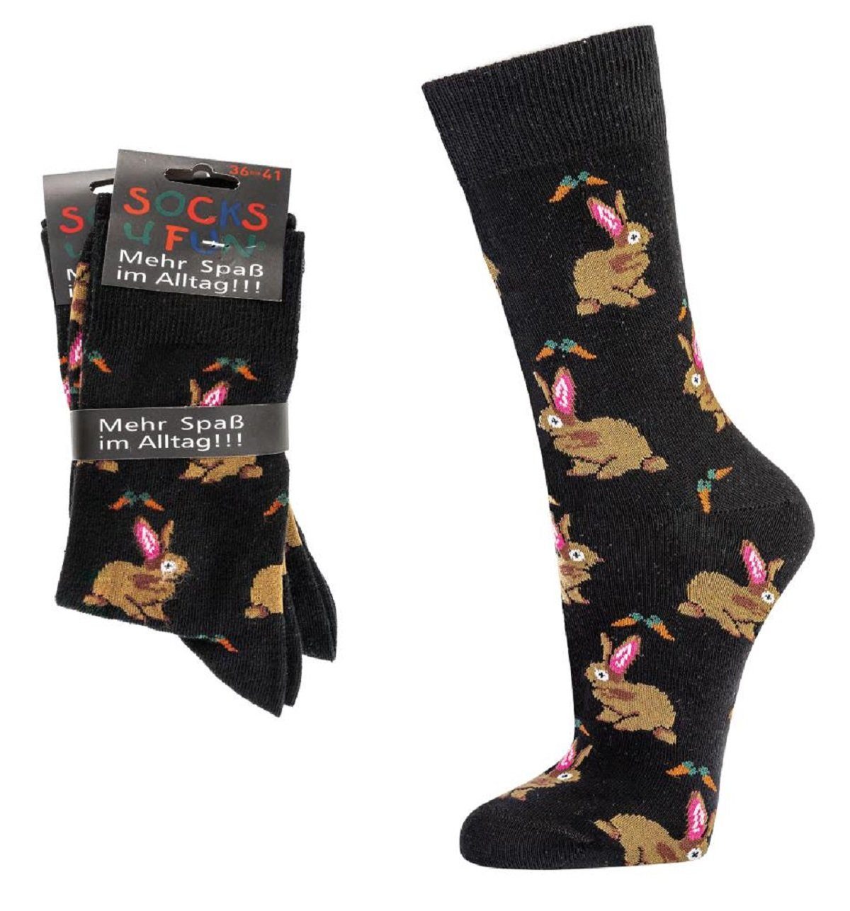 Freizeitsocken Motivsocken Hase