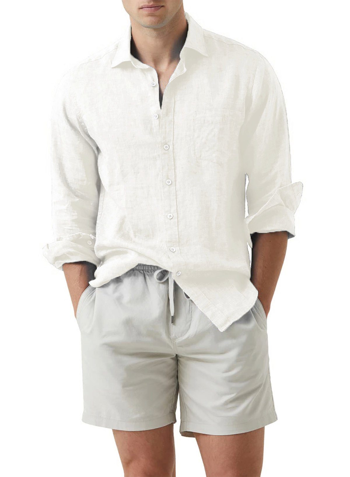 Leinenhemd Business Leinen Hemden Shirts Baumwolle Freizeithemd Sommerhemd S-2XL