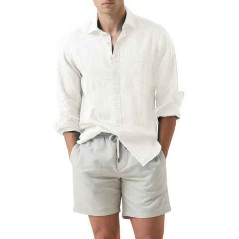 JMIERR Leinenhemd Business Leinen Hemden Shirts Baumwolle Freizeithemd Sommerhemd S-2XL (Leinenhemd)