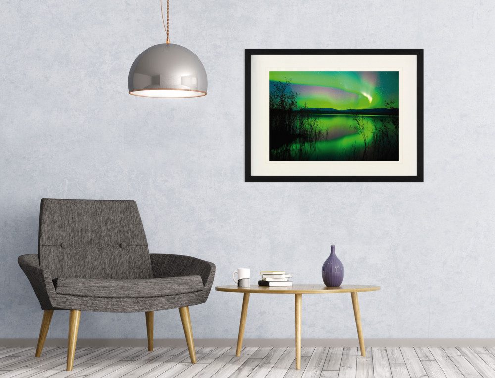 1art1 Poster Polarlichter Gerahmtes Bild Mit Edlem Passepartout
