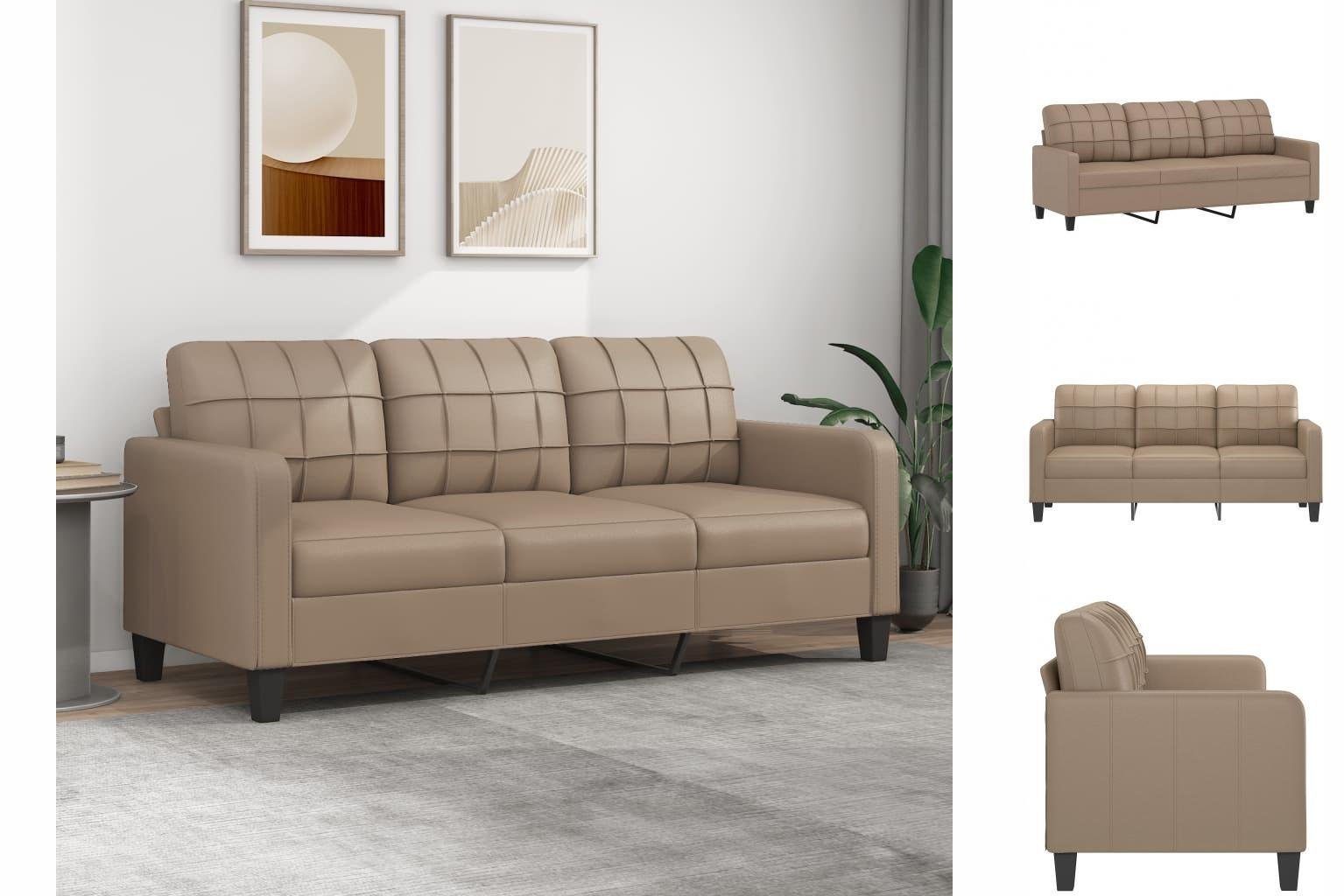 vidaXL Sofa 3-Sitzer Sofa Couch Möbel Cappuccino-Braun 180 cm Kunstleder