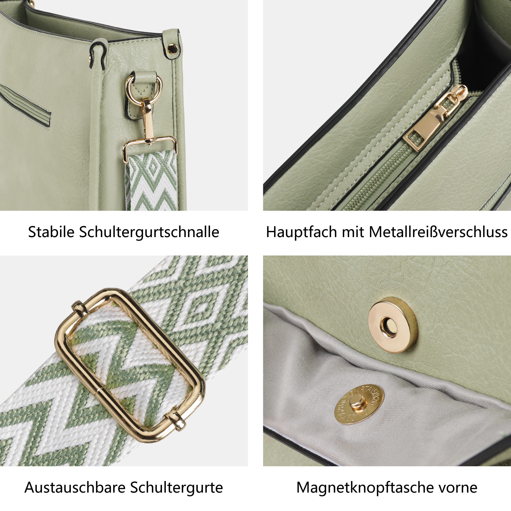 TAN.TOMI Umhängetasche Damen Handtasche mittelgroß Crossbody Bag multi pochette tasche, Damenhandtasche mit Verstellbar Breitem Schultergurt – Bild 5 von 5