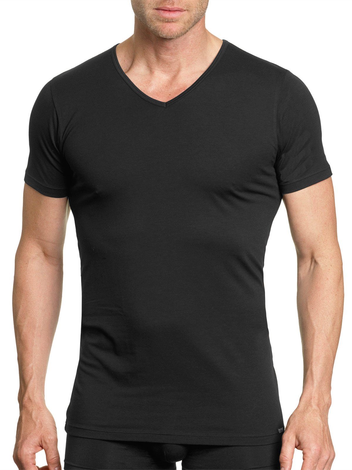 KUMPF Unterziehshirt Herren T-Shirt 1/2 Arm Single Jersey (Stück, 1-St) Materialmix schwarz
