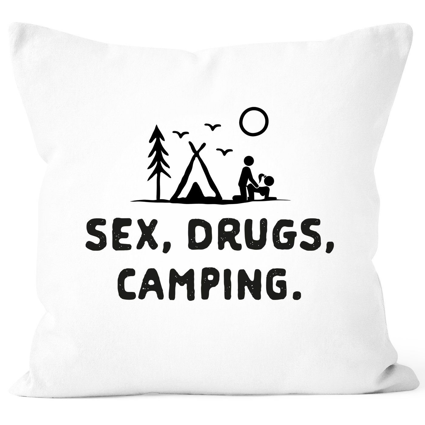 MoonWorks Dekokissen »Kissen-Bezug Outdoor Design lustig Sex Drugs Camping  Kissen-Hülle Deko-Kissen Baumwolle MoonWorks®« online kaufen | OTTO