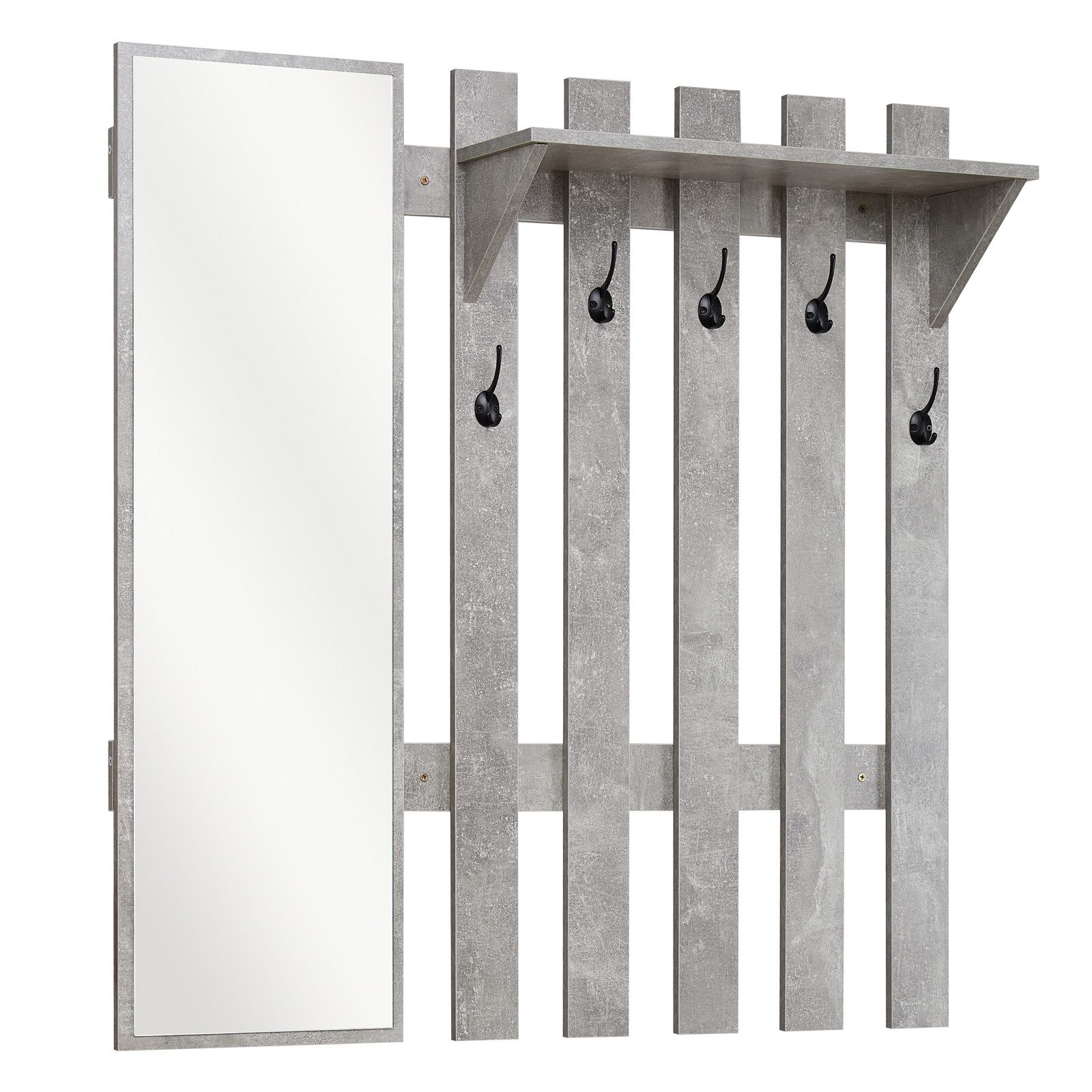 Mondeer Garderobenpaneel Garderobe mit Spiegel, Wandhalter mit 5 Häkchen, 1 günstig online kaufen