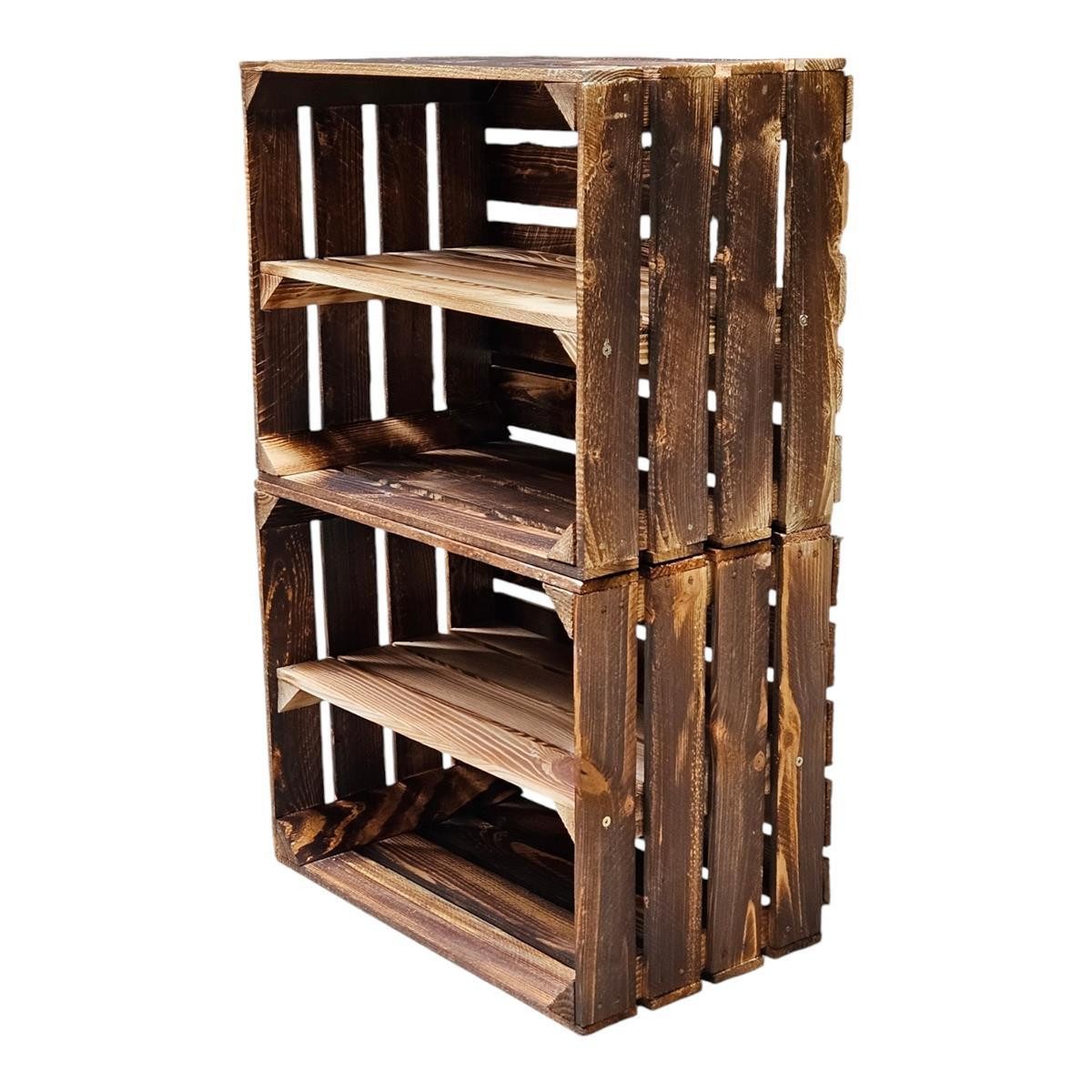 Teramico Holzkiste Holzkisten mit Regalfach Lang 50 x 40 x 30cm Geflammt Vi günstig online kaufen