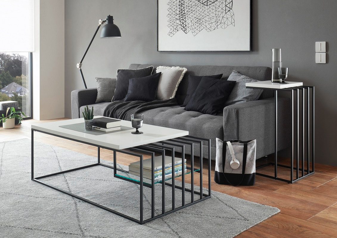 MCA furniture Couchtisch Couchtisch Juba, 120x60, weiß matt / schwarz (no-Set), Breite 120 cm,Tischplatte aus MDF