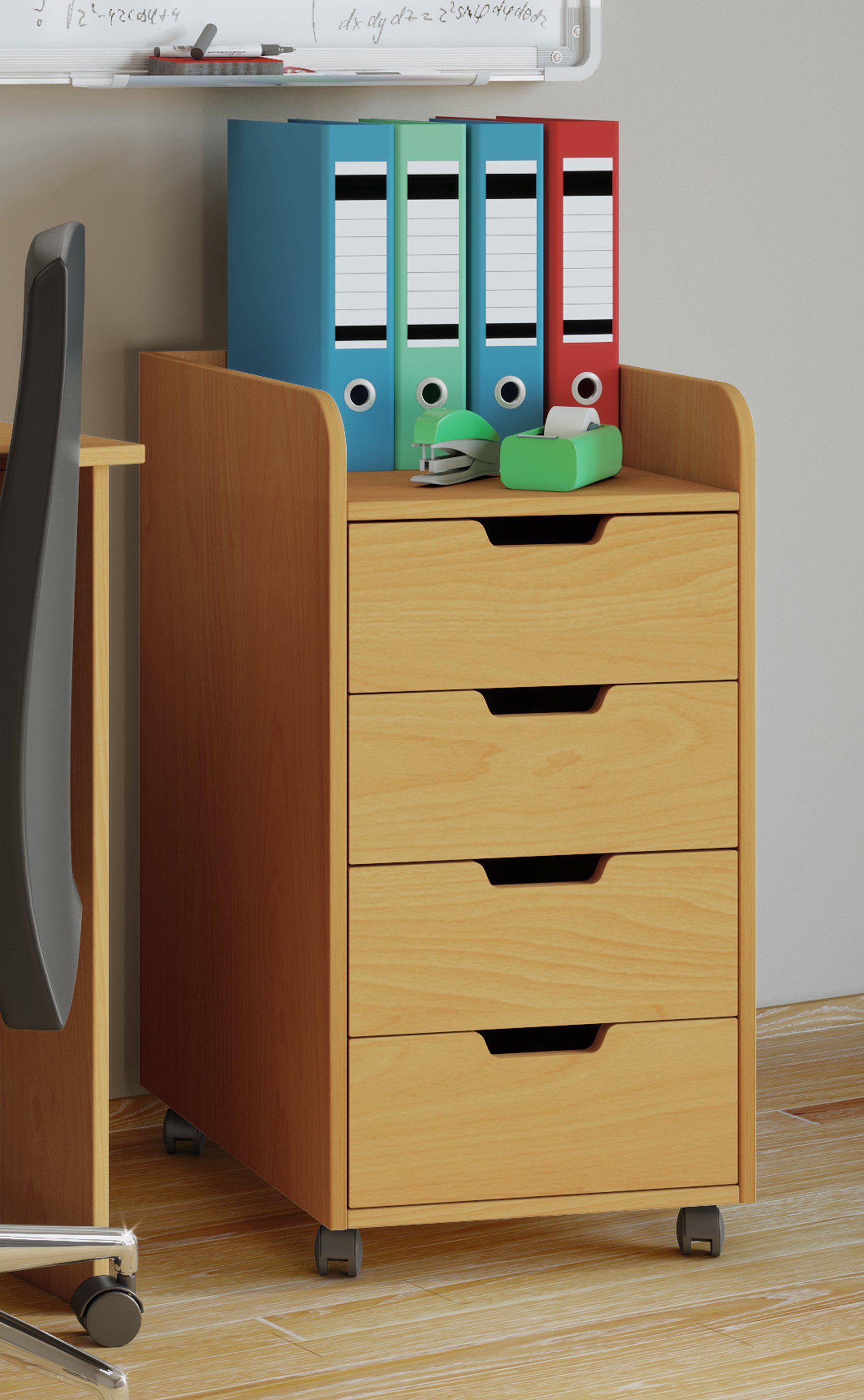 VCM Rollcontainer Büroschrank Konal H. 74 x B. 40 x T. 50 cm, Beistellcontainer mit Schubladen, Bürocontainer – Maxi