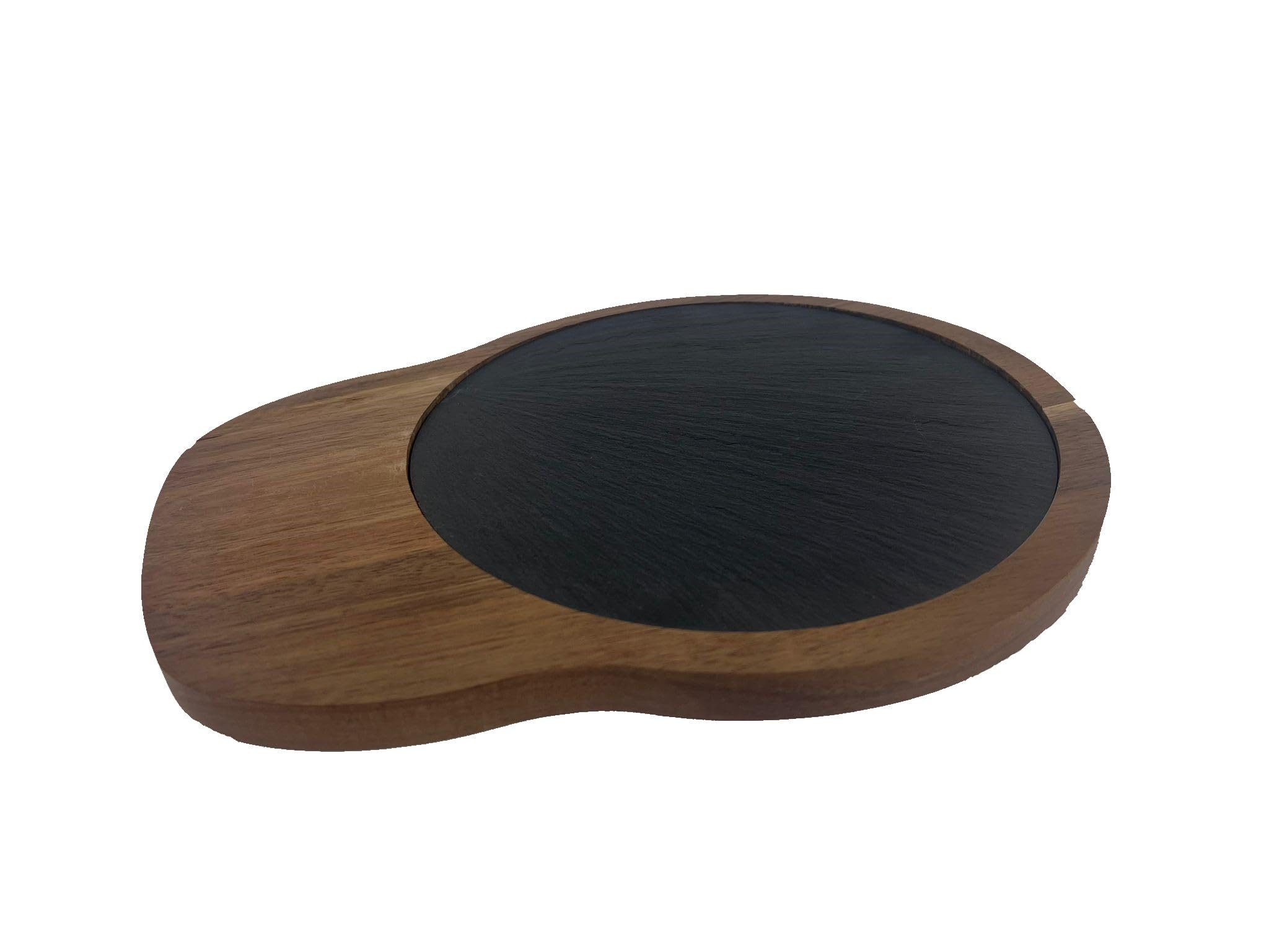 hausleben Servierbrett aus Akazienholz mit Schiefereinsatz, (1-St), 29x23 cm, Rustikale Eleganz für Käse, Snacks & Deko