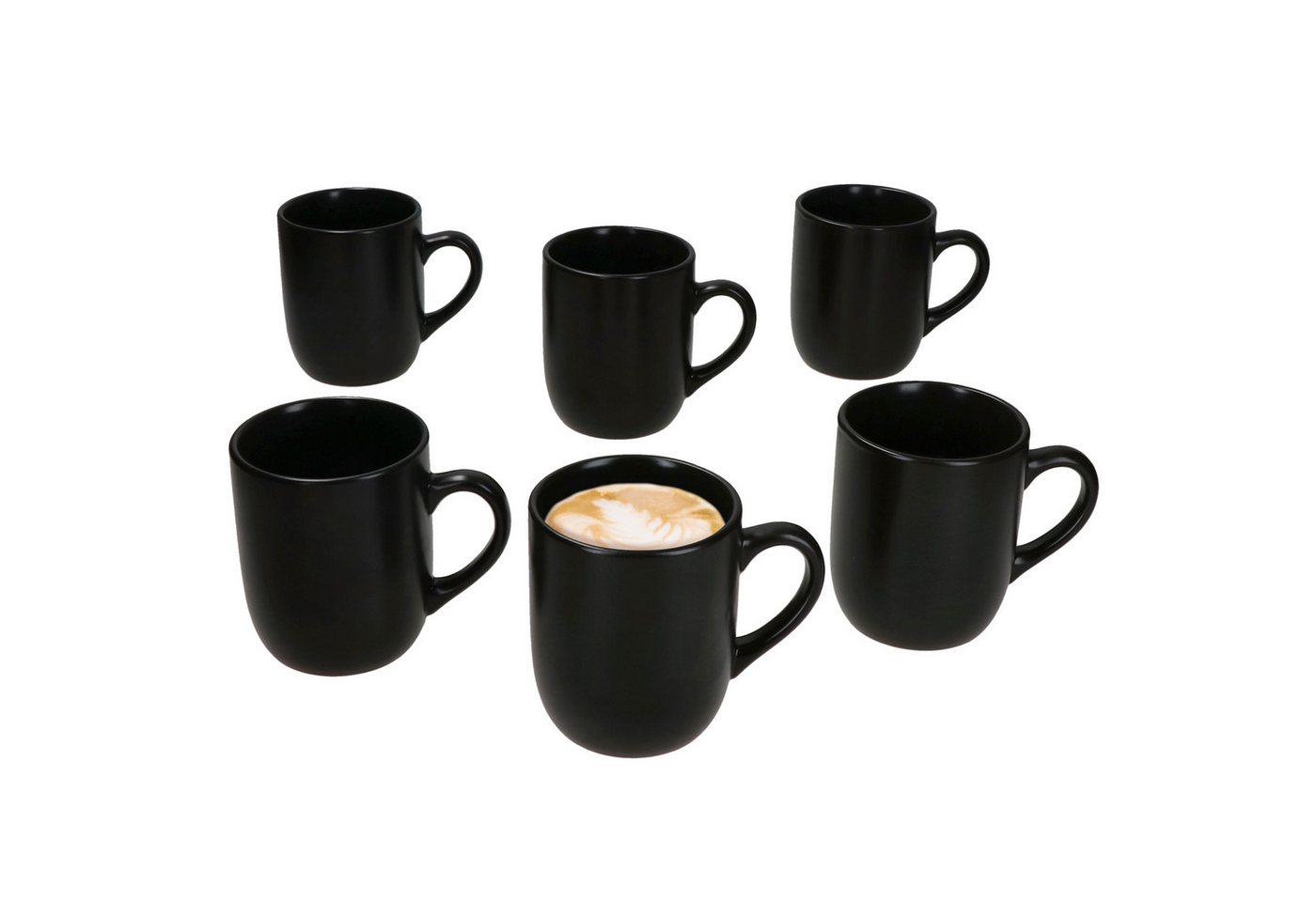 MamboCat Becher 6x Panther Kaffeebecher 340ml H10,3cm schwarz Steingut-Tassen, Steingut