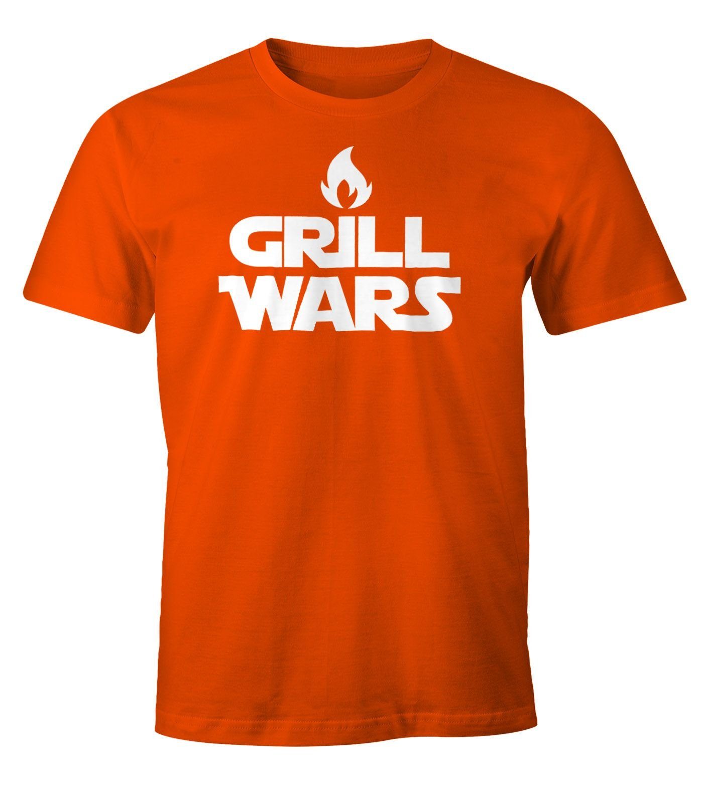 MoonWorks Print-Shirt Herren T-Shirt mit Fun-Shirt Wars Print Moonworks® orange Grill