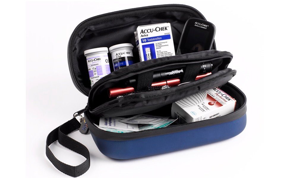omeo Aufbewahrungstasche Diabetikertasche Temperaturanzeige Hardcase mit Kühlpads Thermoetui, Wasserdicht