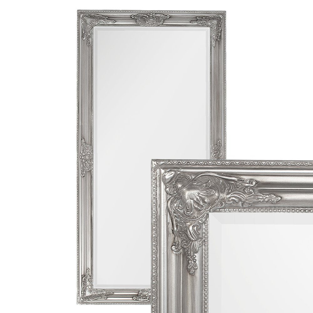 LebensWohnArt Wandspiegel Eleganter Barock Spiegel BESSA 120x60cm silber-an günstig online kaufen