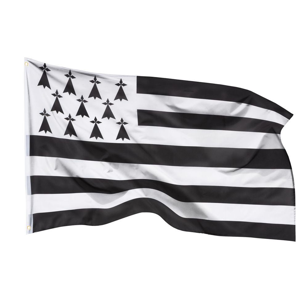 PHENO FLAGS Flagge Bretagne Flagge 90 x 150 cm Fahne Frankreich Bretagnefahne (Hissflagge für Fahnenmast), Inkl. 2 Messing Ösen