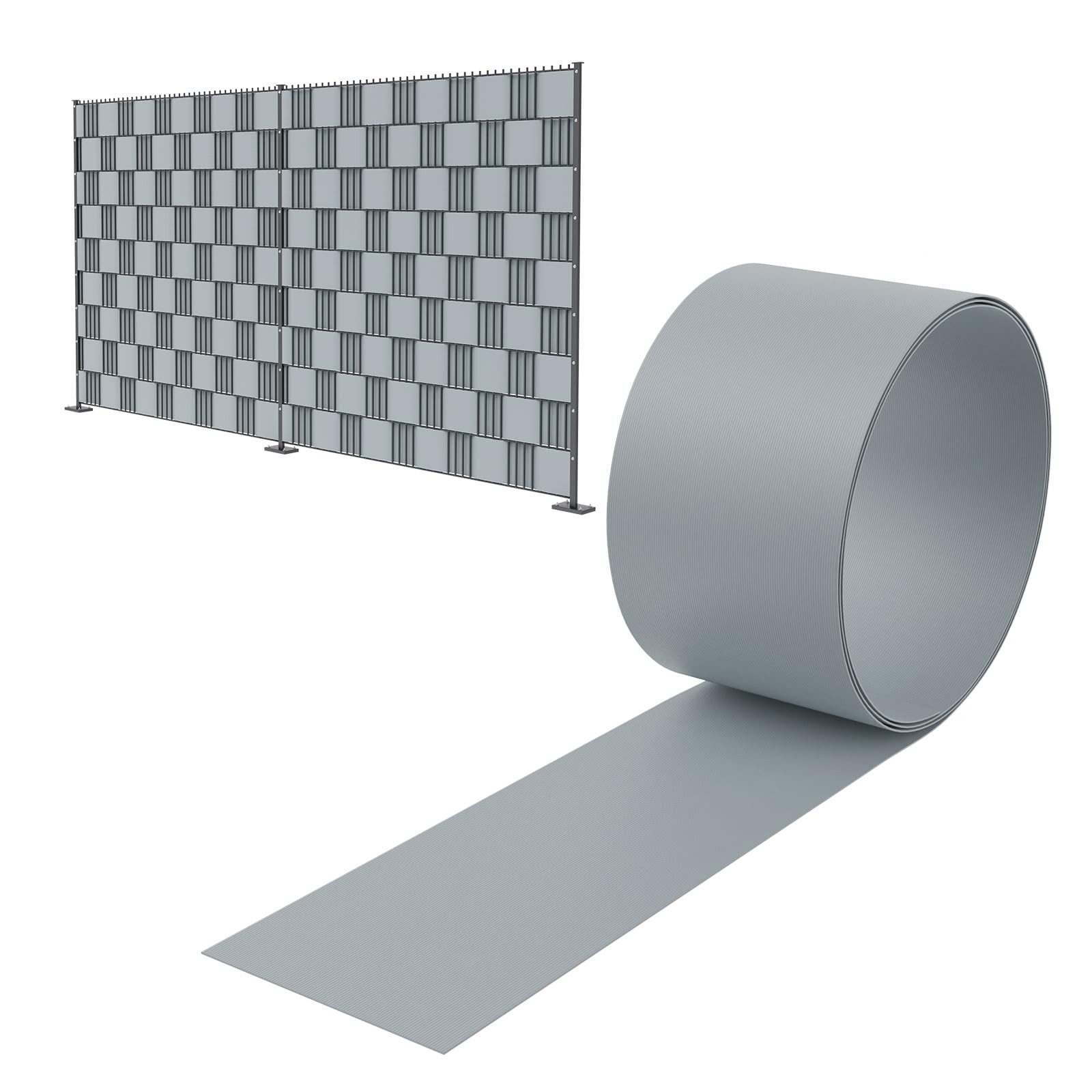 FIVMEN Sichtschutzstreifen Hart PVC 19cm x 2.5m Sichtschutz Zaunfolie Blickdicht, 10 Stück, für Gartenzaun, Balkon Anthrazit/Hellgrau/Grün