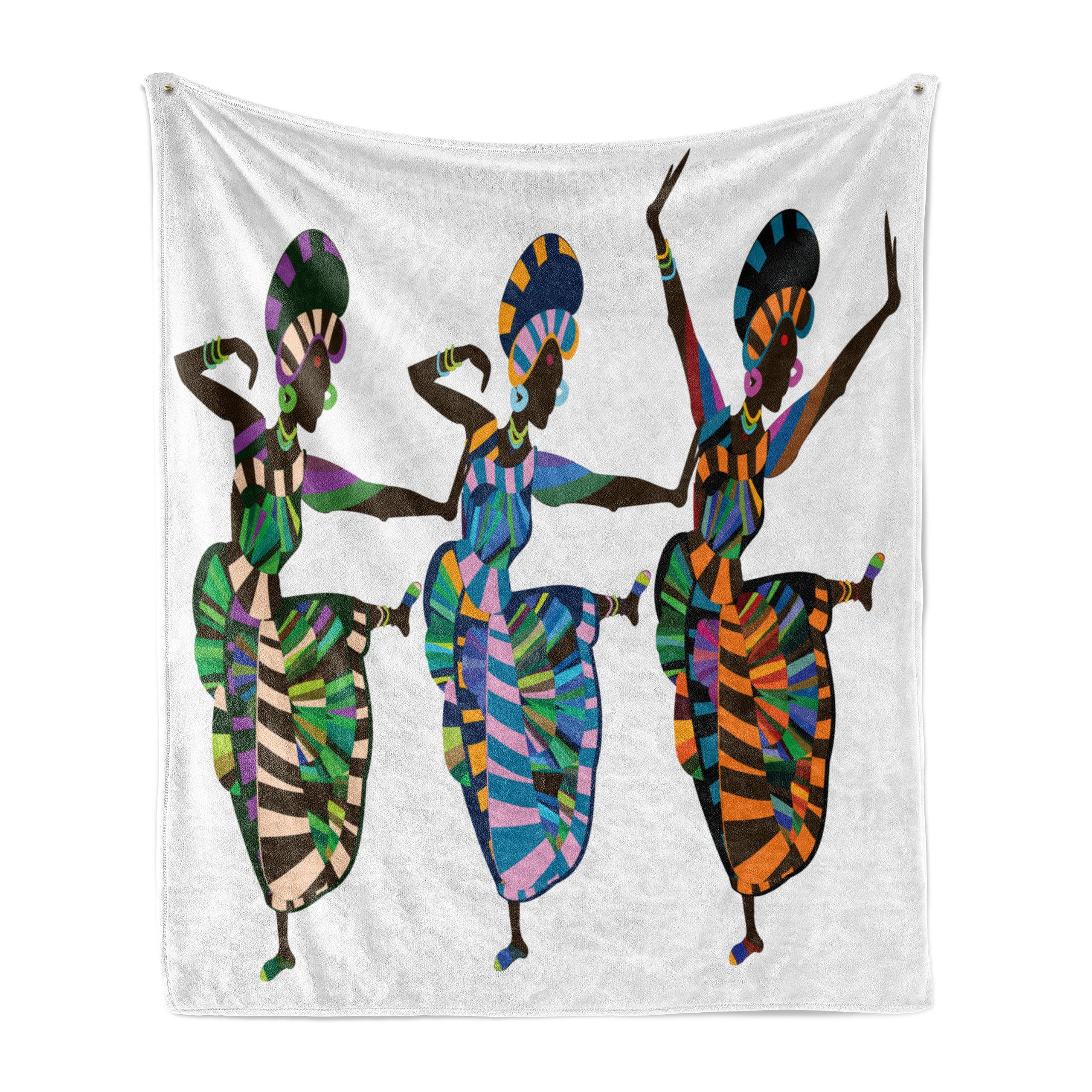 Wohndecke Gemütlicher Plüsch für den Innen- und Außenbereich, Abakuhaus, afrikanische Frau Tanzen | Wohndecken