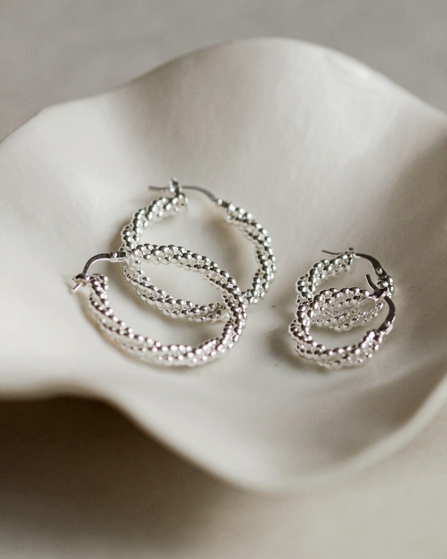 Paar Creolen Creolen 'Perlenkordel' 925 Silber / vergoldet