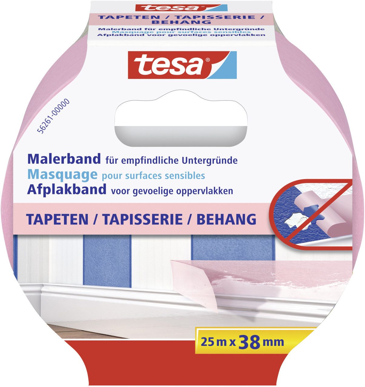 tesa Kreppband tesa Malerband Tapeten 25 m x 38 mm, rosa