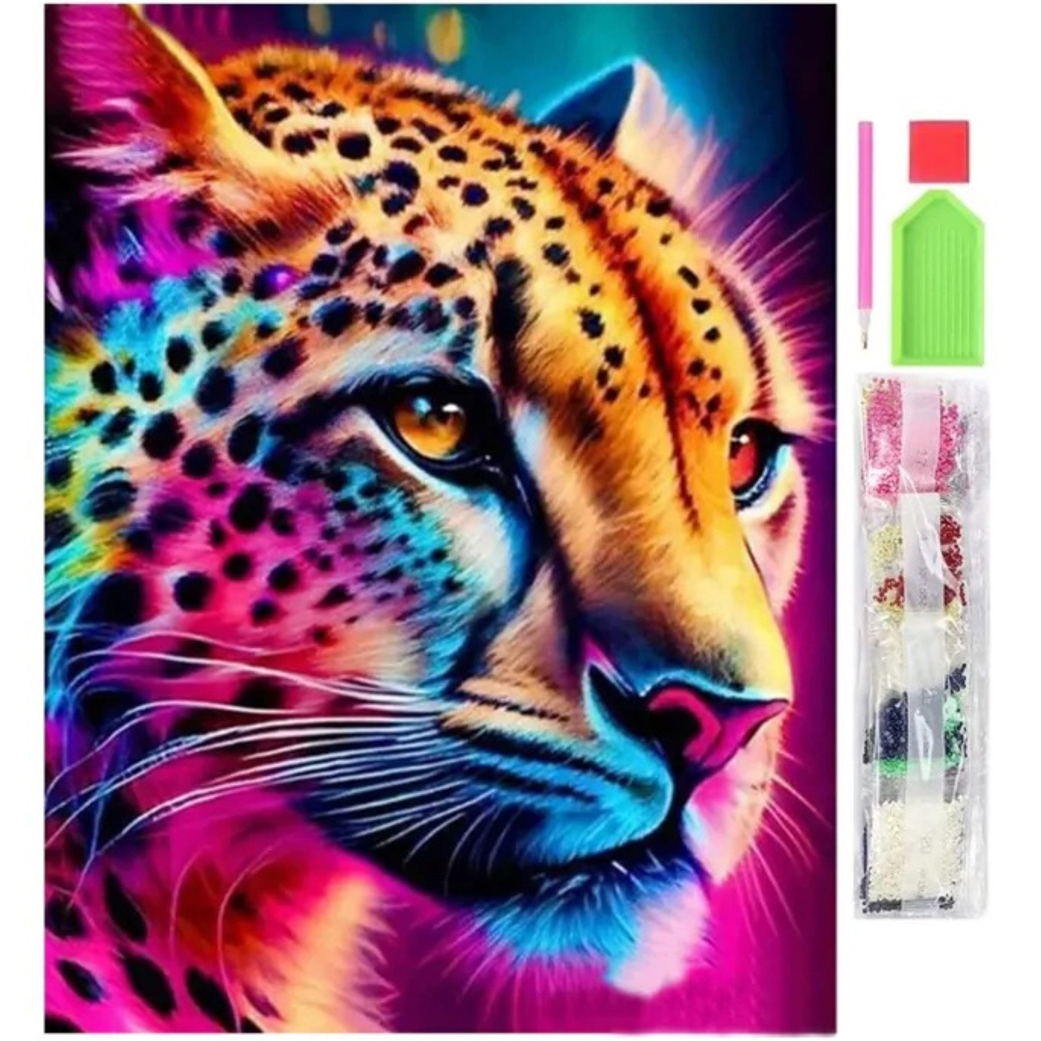 LA CUTE Malen nach Zahlen 5d Diamant Mosaik Stickerei 5D Leuchtender Gepard günstig online kaufen