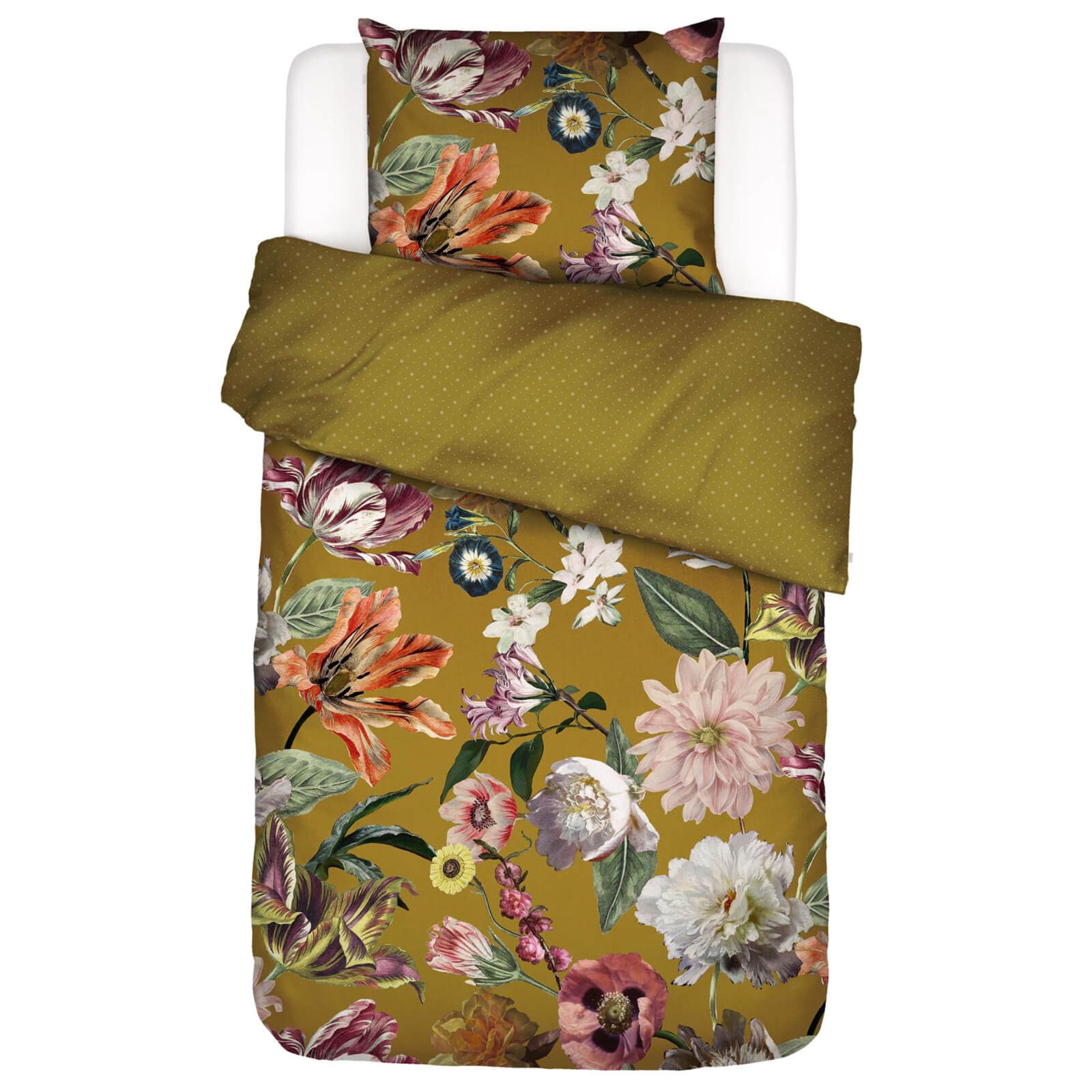 Essenza Bettwäsche Filou Olive Satin, Satin, 2 teilig, Blumen, Rosen, Dahli günstig online kaufen