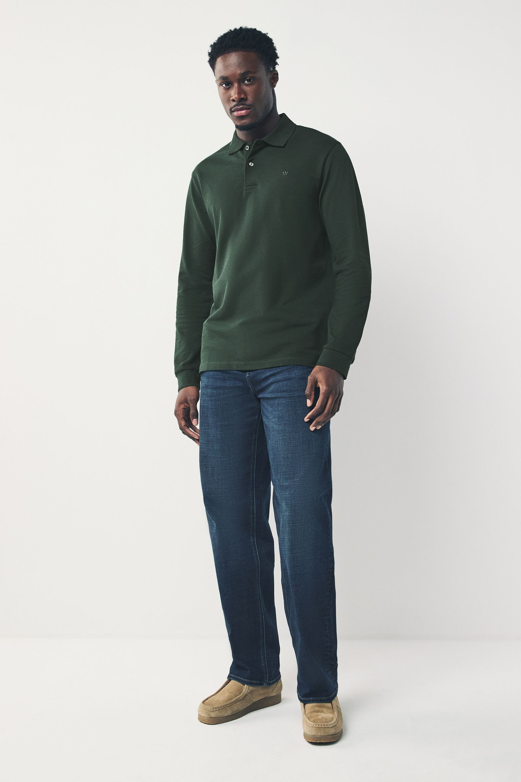 Next Langarm-Poloshirt Regular Fit Lärmeliges Pikee-Poloshirt (1-tlg)