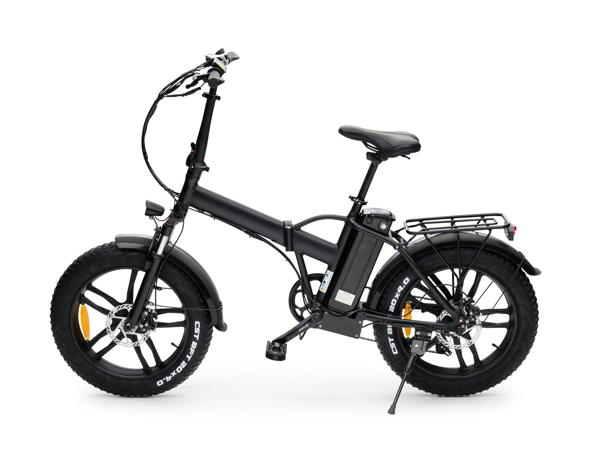 Burnout E-Bike Pluto 20 inch 250W black derailleur gears, 7-speed Shimano Shimano derailleur, folding bike