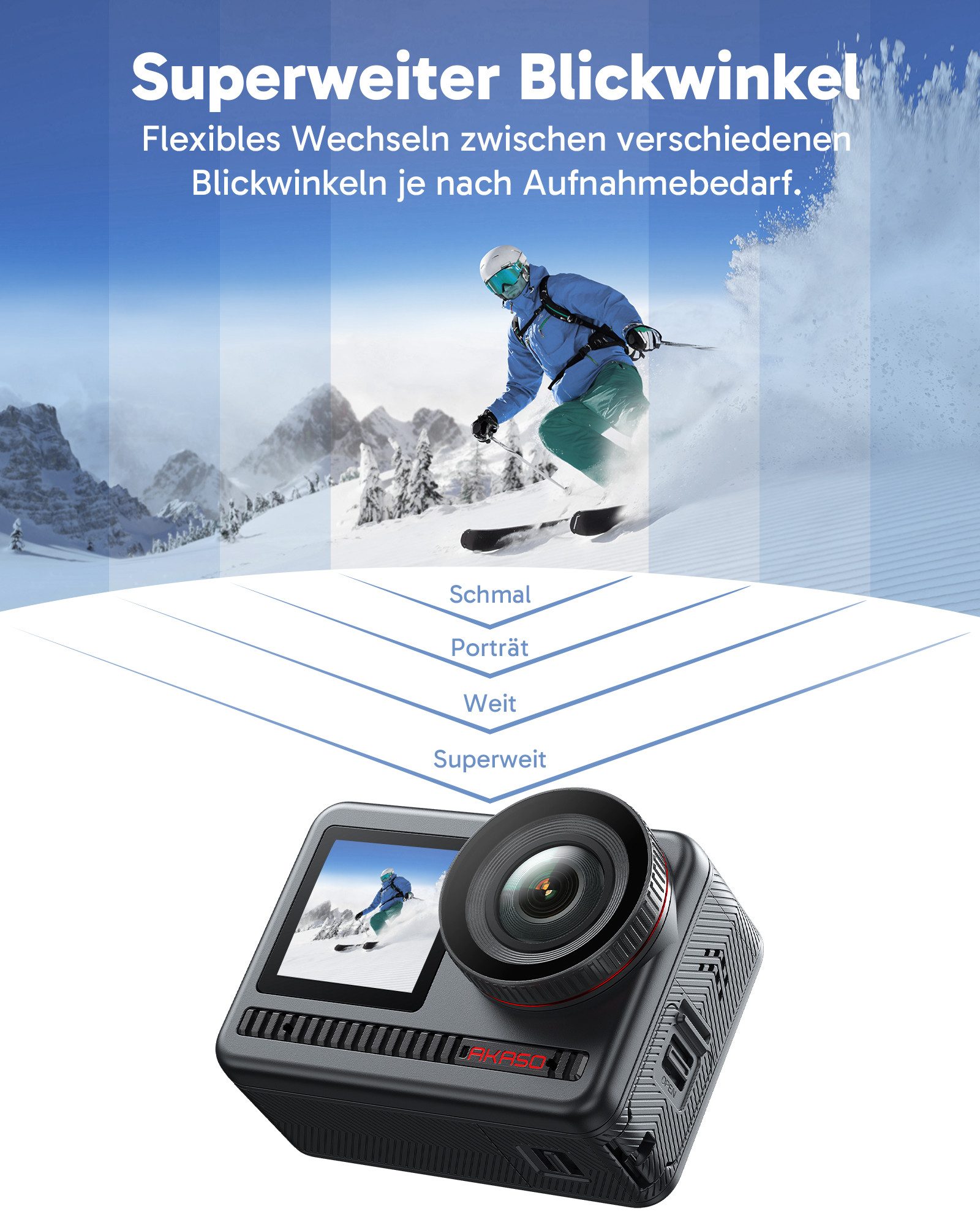 Akaso Brave 8 Action Cam (4K Ultra HD, EIS 4.0, Wasserdicht bis 60 m, Duales Farbdisplay, Sprachsteuerung) – Bild 5 von 5
