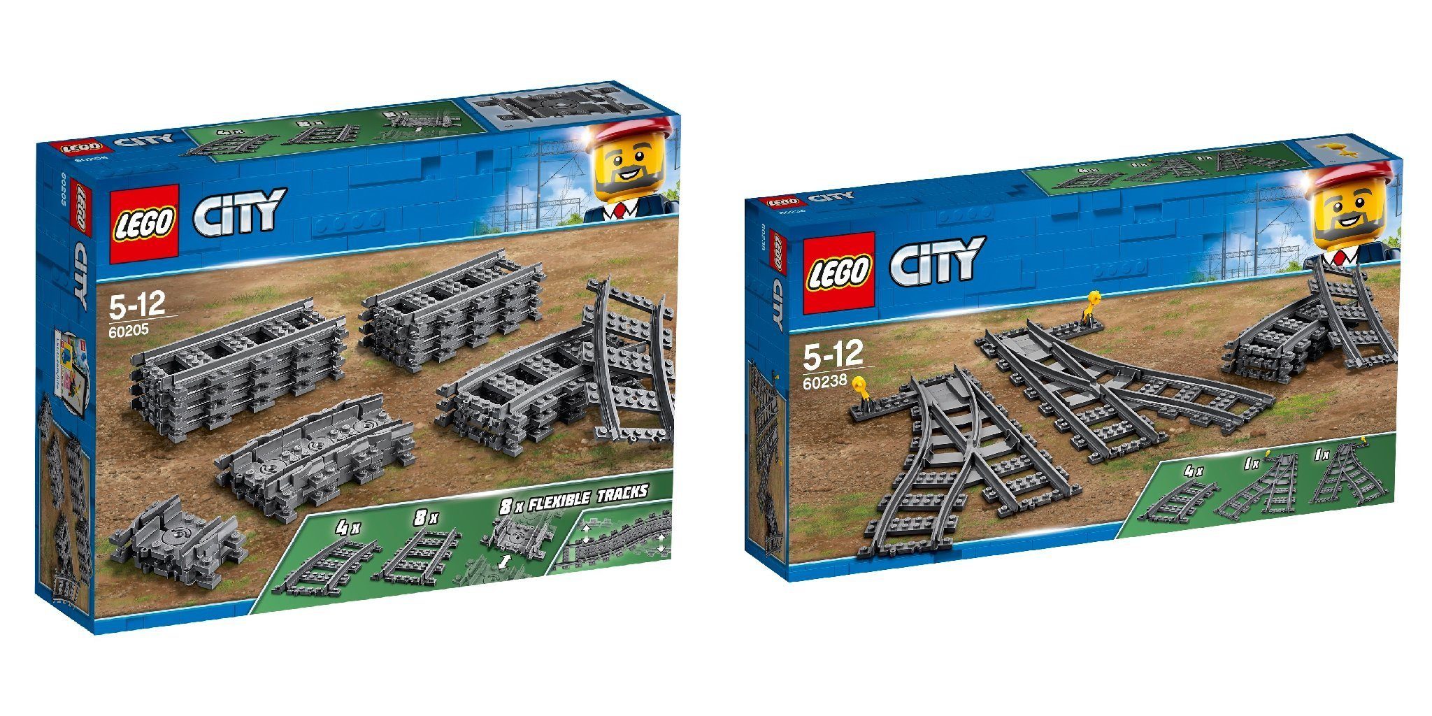 Set: 2er Konstruktions-Spielset 60238 Schienen Weichen 60205 City LEGO® +