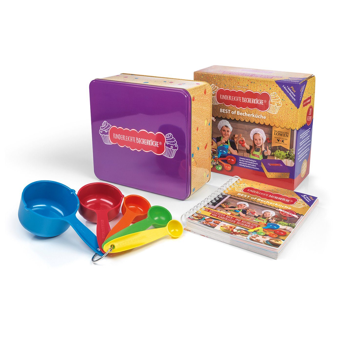 Kinderleichte Becherküche Back-Set BEST of Becherküche (Back- und Kochbuch, 5 Messbecher, Keksdose), (7-tlg)