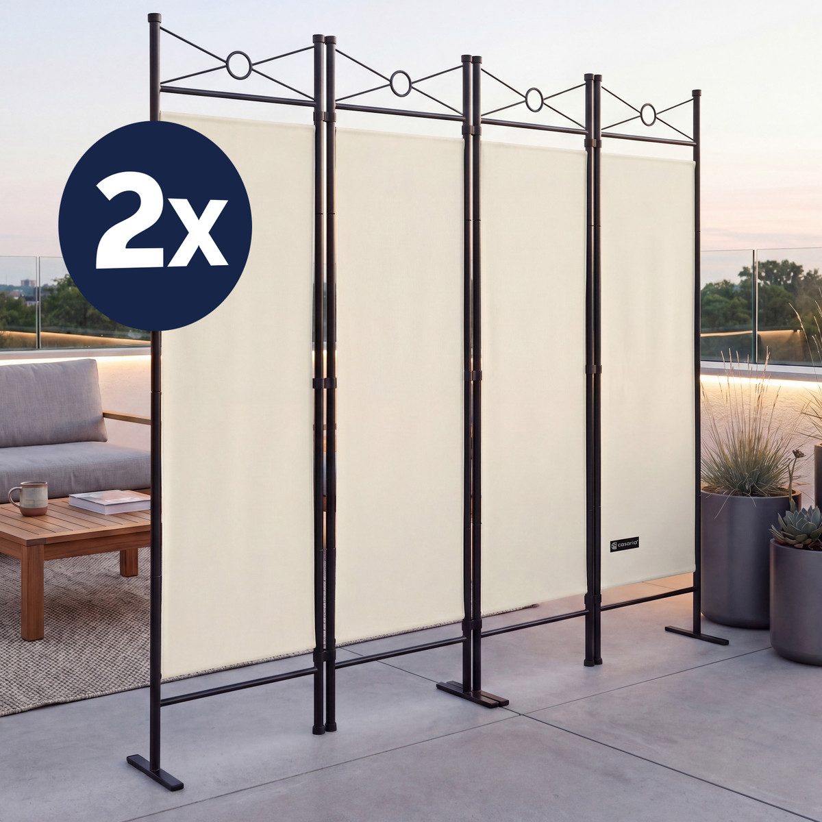 Deuba Paravent Lucca, 2er Set 180x163cm Verstellbar Faltbar Stabil 4 teilig Indoor