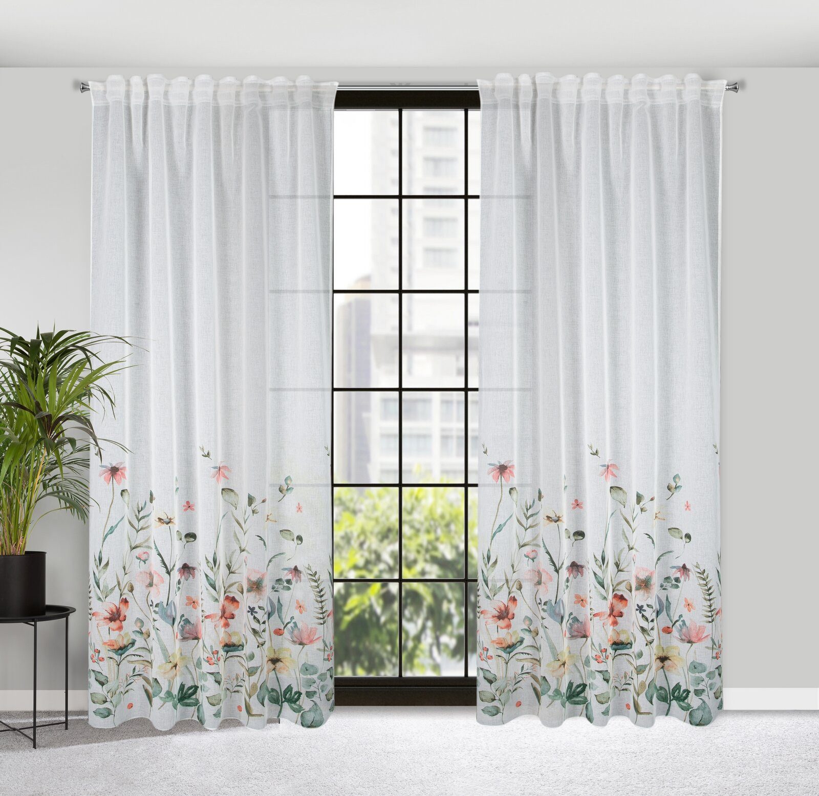 Eurofirany Gardine Landhaus Gardinen mit Blumenmuster günstig online kaufen