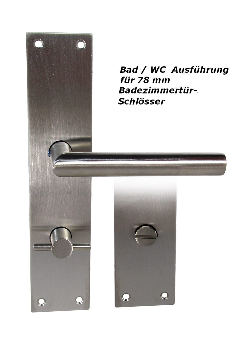 Thumbnail - Drückergarnitur Edelstahl Türbeschlag Renovierung 1723-T LS WC Türdrücker, Drücker außen, extra flaches Türschild