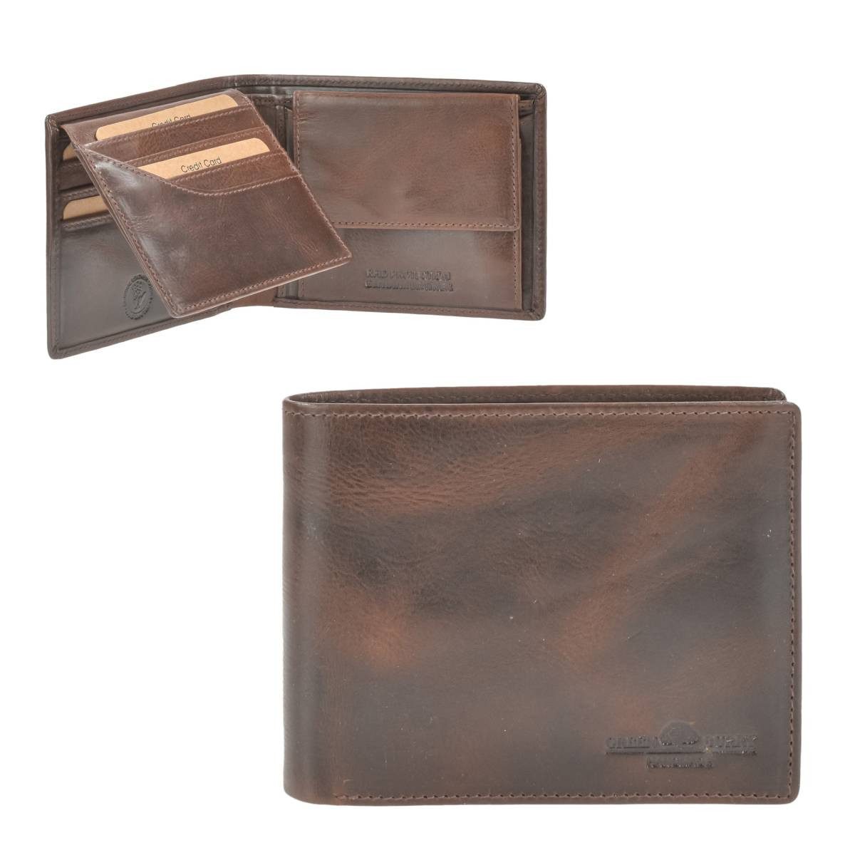 Greenburry Geldbörse "Newport" Leder Portemonnaie, Kombibörse, 7 Kartenfächer, RFID-Schutz, Scheintasche