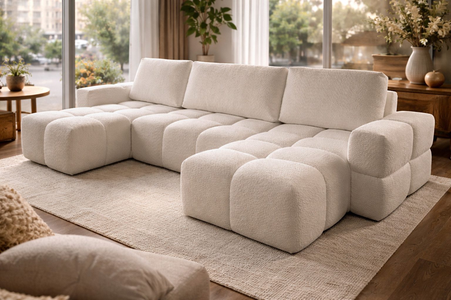 Compleo Ecksofa Wolke U Form, Eckcouch bubble, Praktische Bequeme Ecksofa WOLKS, Ecksofa Wolke mit Bettkasten