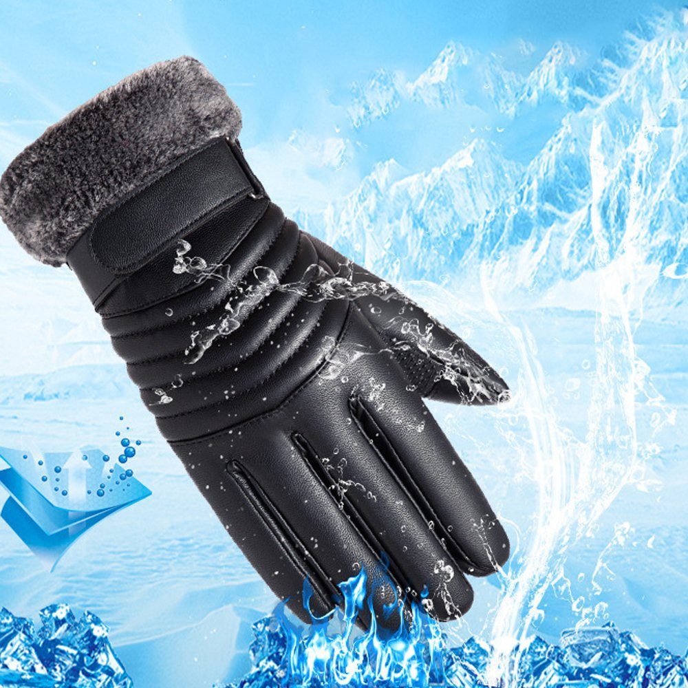 Winddicht rutschfeste Bedee Touchscreen Texting Touchscreen Handschuhe Thermo (1 Winter Handschuhe) Warm Lederhandschuhe Skihandschuhe Paar, Herren Schwarz WinterHandschuhe