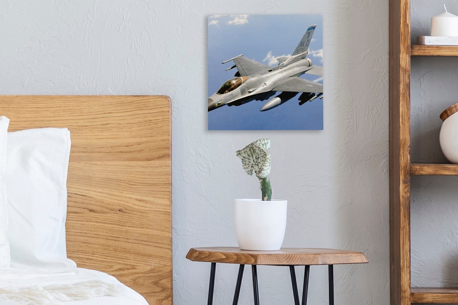 OneMillionCanvasses® Bilder Schlafzimmer Leinwandbild Kampfflugzeug Falcon, Leinwand F-16 Das St), für Fighting (1 Wohnzimmer