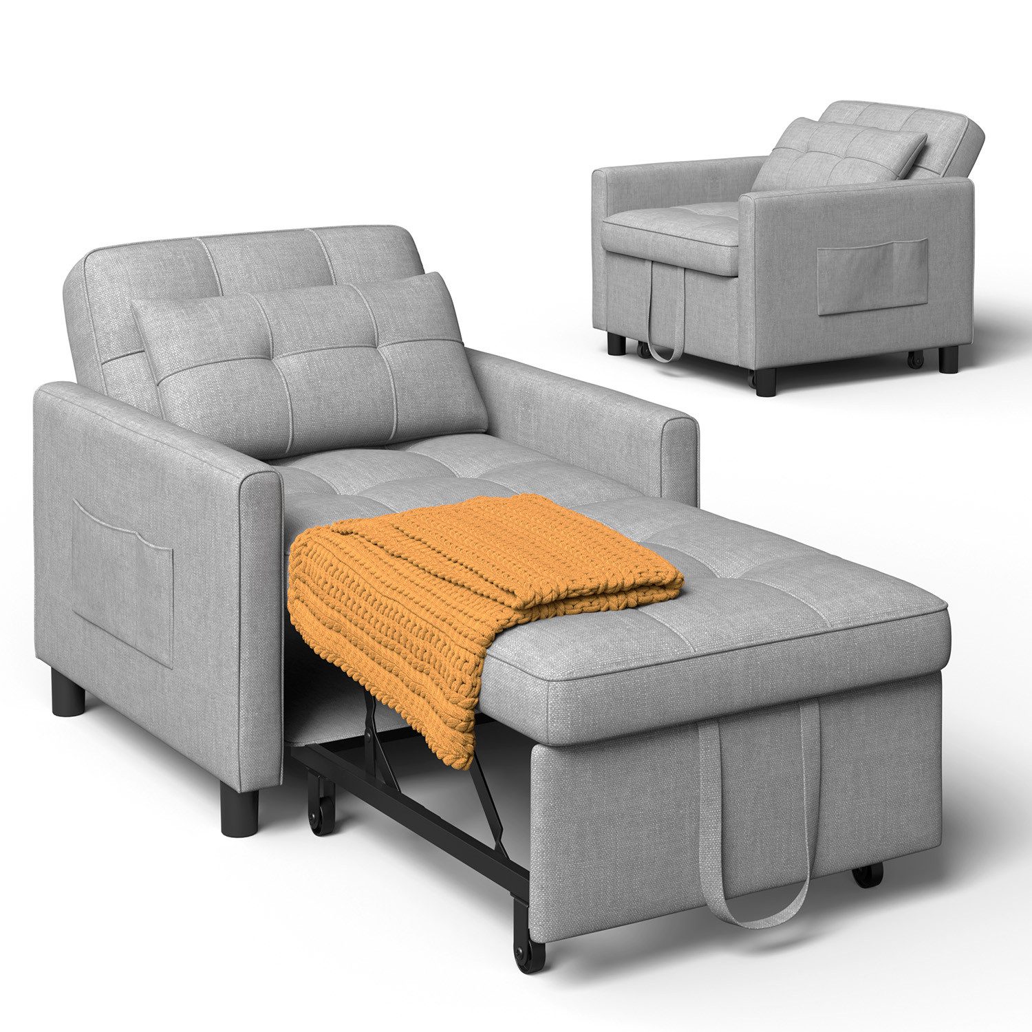 Bealife 3 in 1 Klappsessel, Schlafsessel, Liegesessel, 175 cm, Verstellbare Rückenlehne