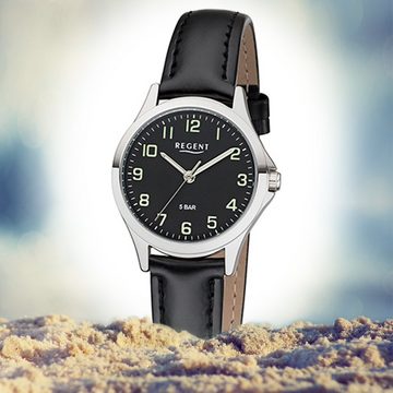 Regent Quarzuhr Regent Damen Uhr 2112419 Leder Quarz, Damen Armbanduhr rund, klein (ca. 29mm), Lederarmband