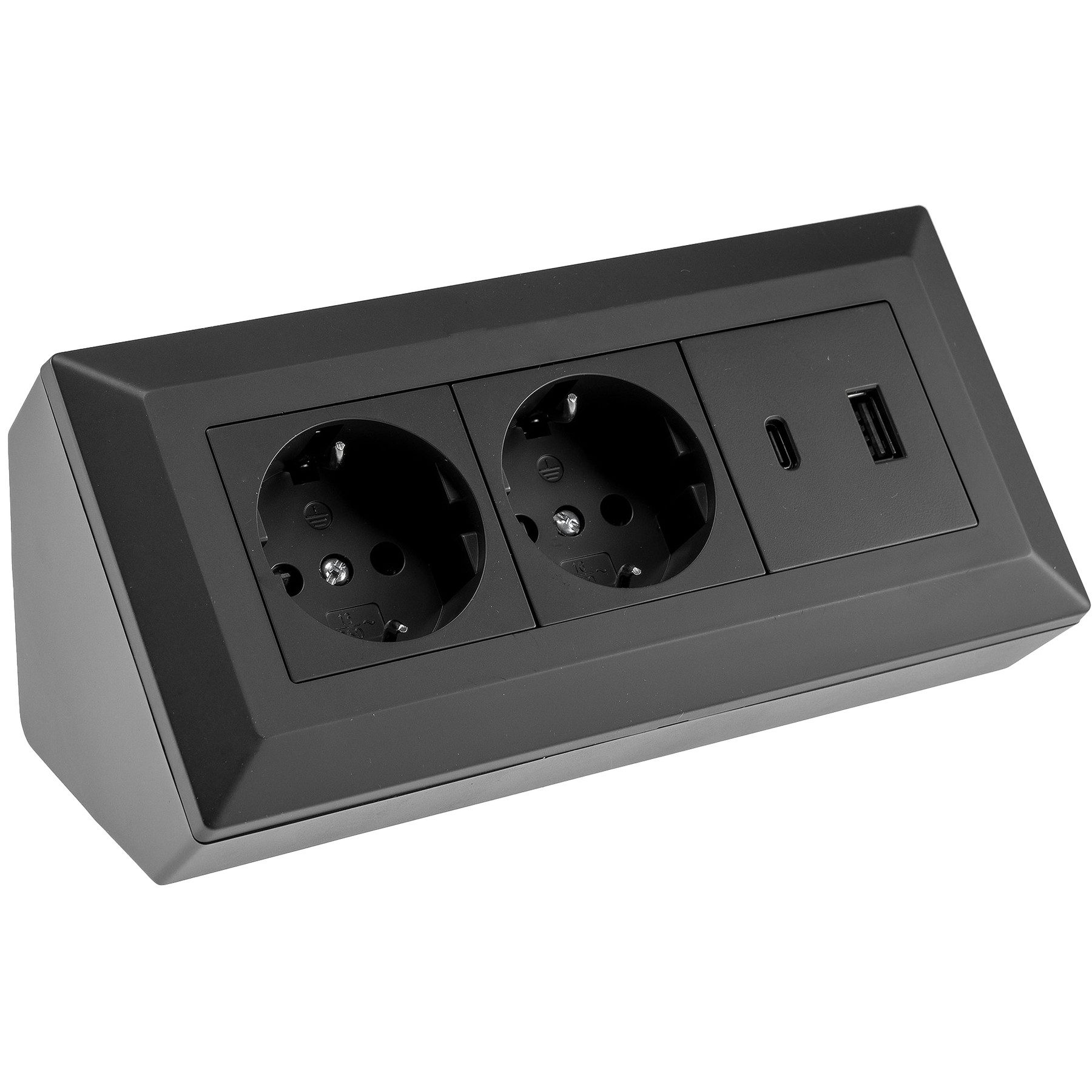 AC-Verteilerblock CHILITEC Steckdosenblock 23574, 2-fach, USB-A+C