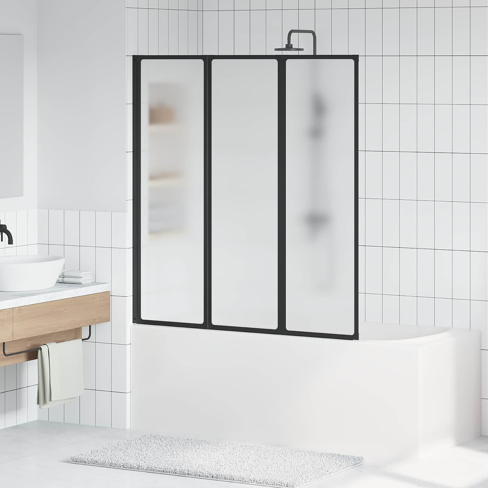 vidaXL Duschwand Duschwand Schwarz 132 x 2 x 140 cm Aluminium und PP, (1 tlg)