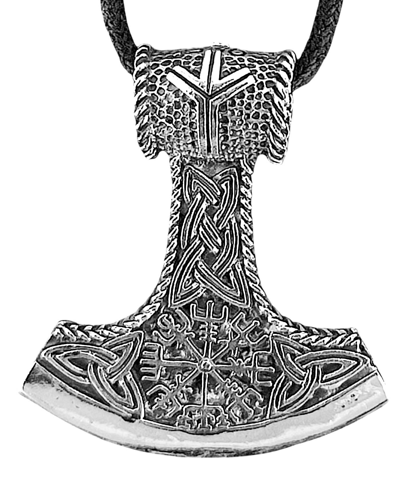 Kiss of Leather Kettenanhänger Thorshammer Thor Thorhammer Hammer Vegvisir 925 Sterling Silber