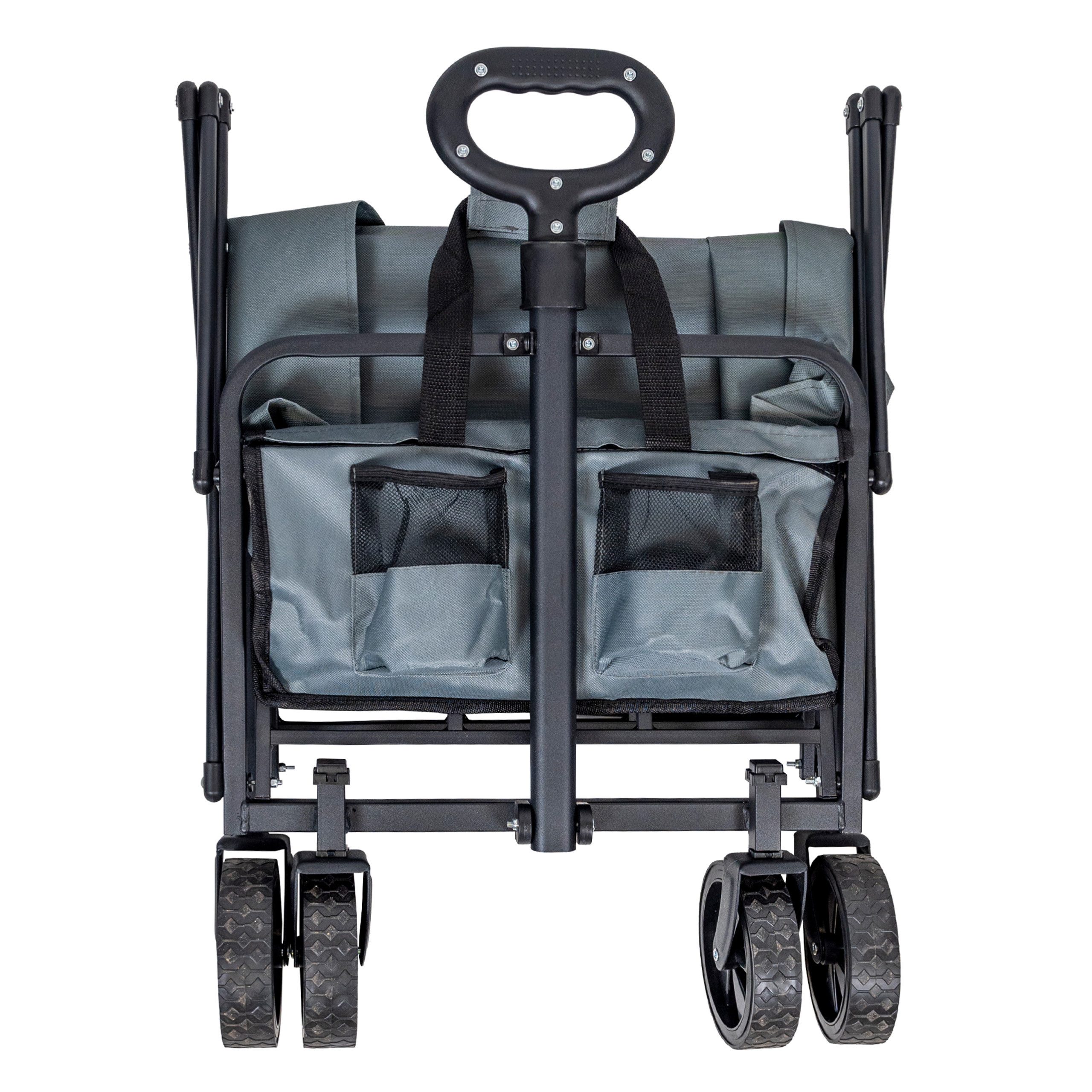 IC Gardenworld Bollerwagen Bollerwagen faltbar grau mit Bremsen, stabiler Transportwagen, bis 80 kg Tragkraft, Handkarre mit Teleskopgriff, klappbar – Bild 5 von 5
