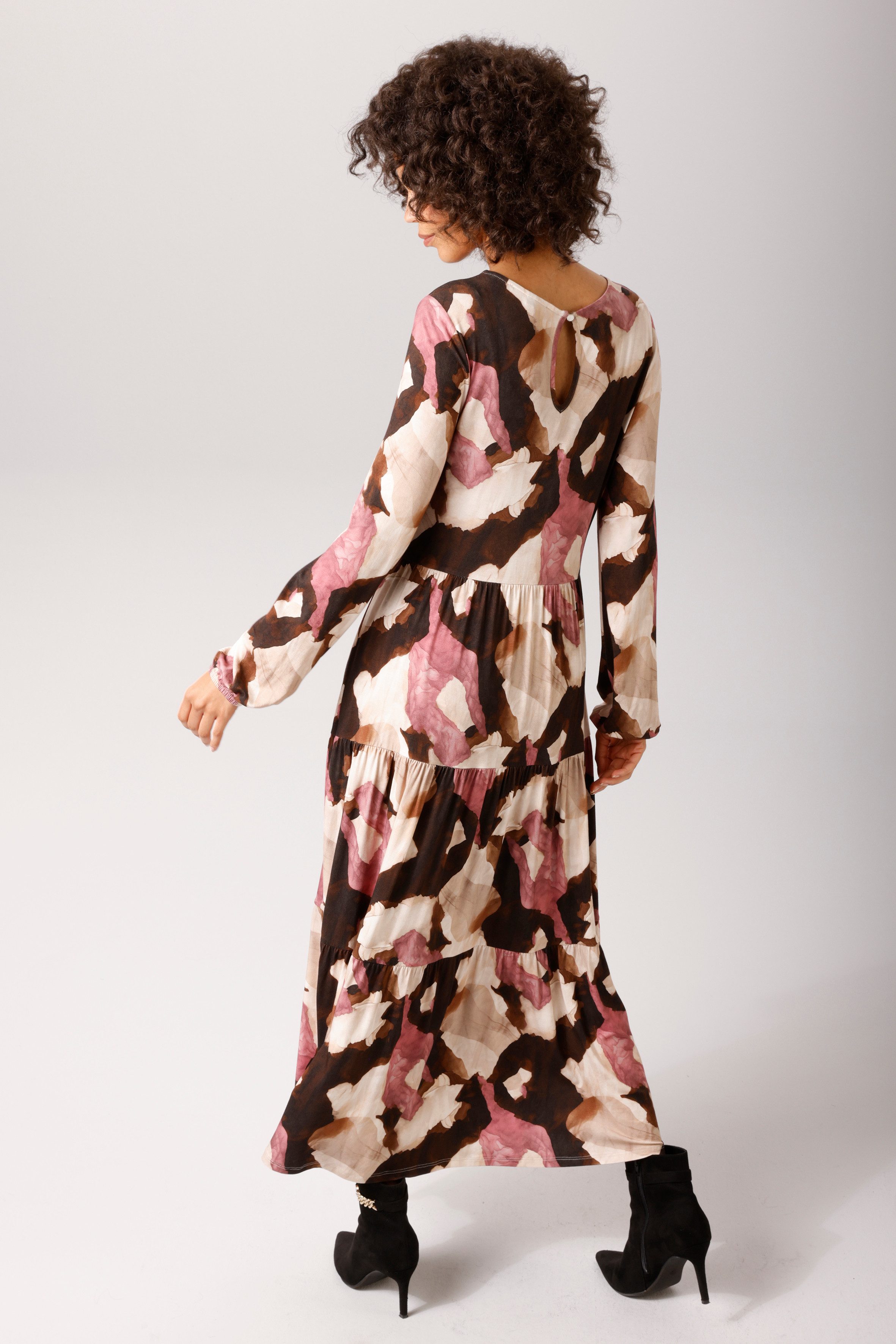 Aniston CASUAL Midikleid mit grafischem Batik-Druck - jedes Teil ein Unikat - NEUE KOLLEKTION