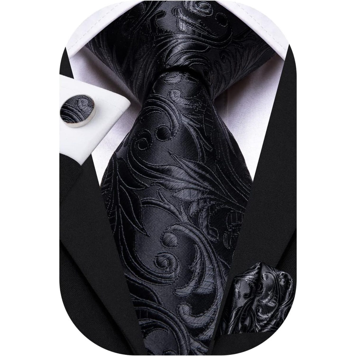 Hi-Tie Krawatte Krawatten Set Schwarz Geschenke günstig online kaufen